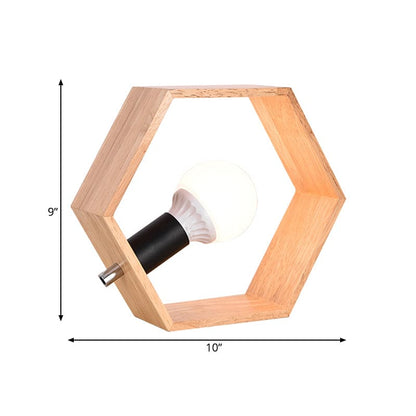 HexaGlow - Zeshoekige houten tafellamp voor sfeer