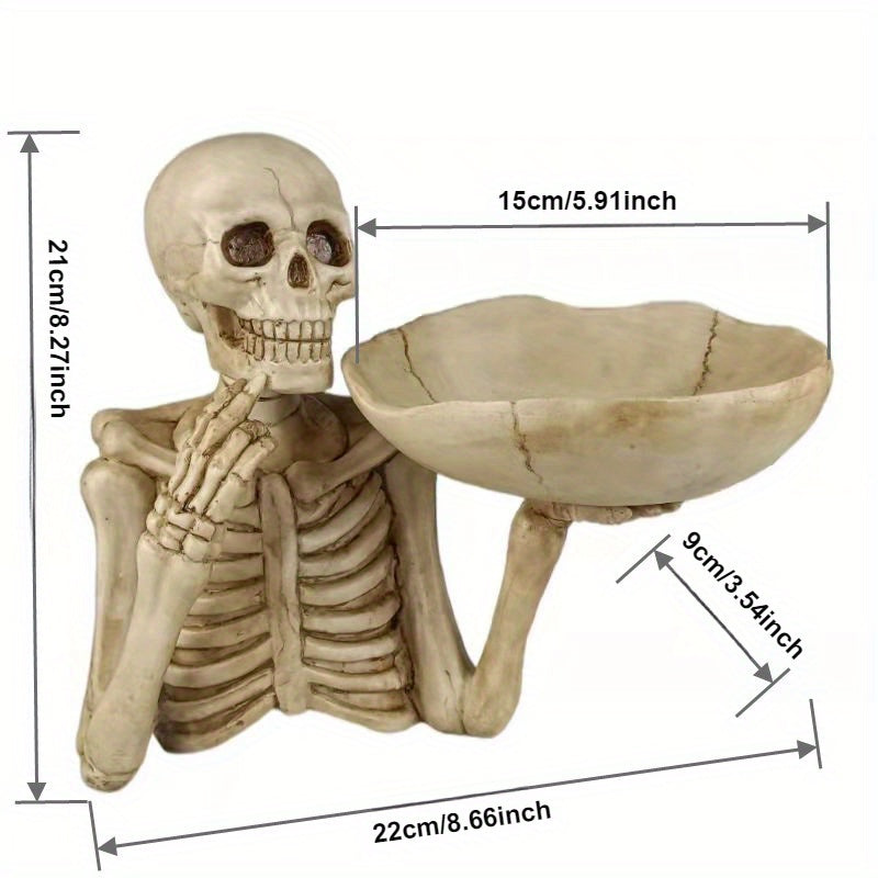 SkeletonServe - Klassieke Hars Schedel Dienblad voor Sleutels & Snacks