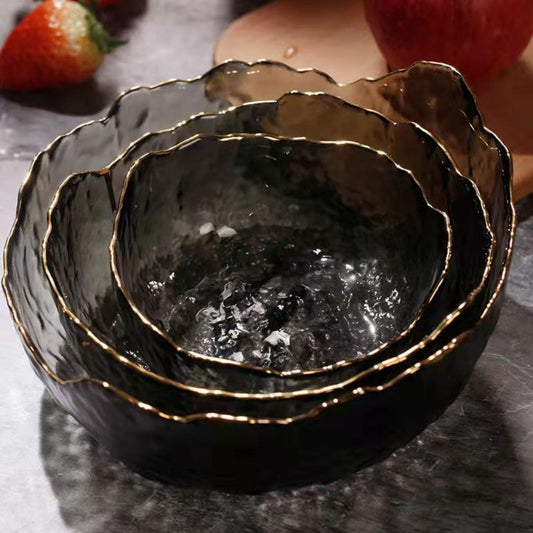 GoldServe - Elegante Gouden Rand Glazen Kom voor Salades, Noedels & Fruit