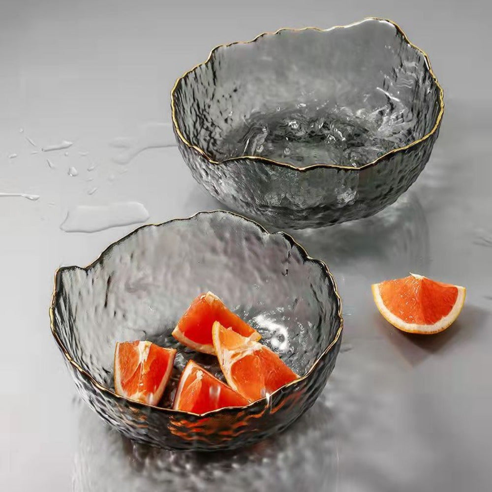 GoldServe - Elegante Gouden Rand Glazen Kom voor Salades, Noedels & Fruit