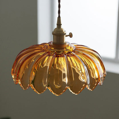 Floriana – Vintage Glazen Hanglamp in Bloemvorm