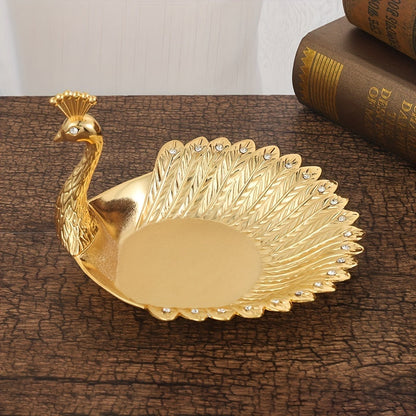 PeacockPlatter - Metalen Pauwvormig Dienblad voor Snacks & Woonkamer Decor