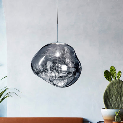 Moderne Hanglamp - Glas Zilver/Rood