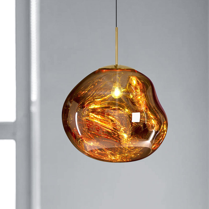 Moderne Hanglamp - Glas Zilver/Rood