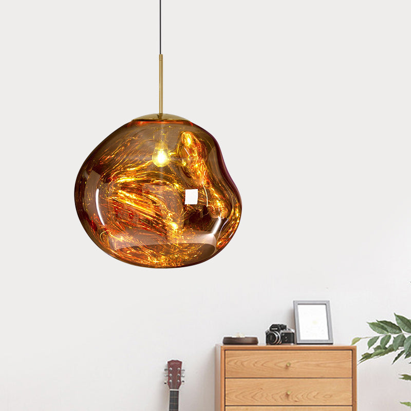 Moderne Hanglamp - Glas Zilver/Rood