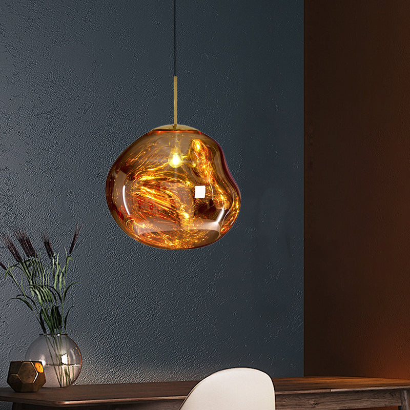 Moderne Hanglamp - Glas Zilver/Rood