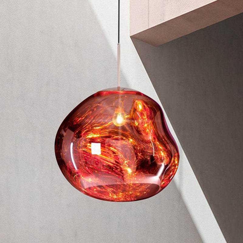 Moderne Hanglamp - Glas Zilver/Rood