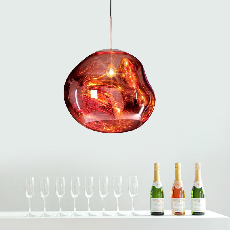 Moderne Hanglamp - Glas Zilver/Rood