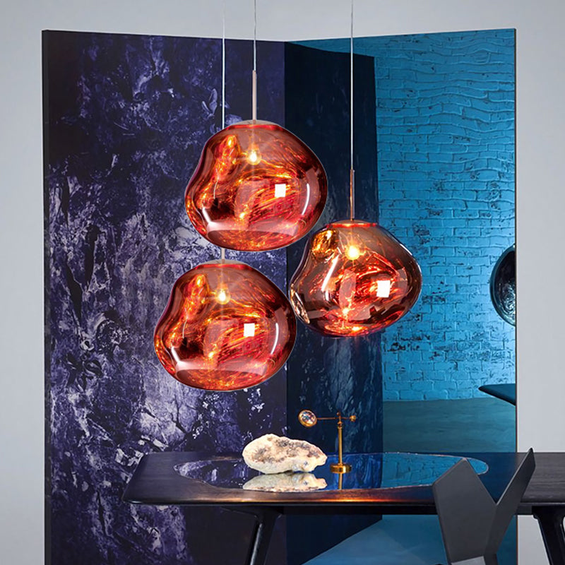 Moderne Hanglamp - Glas Zilver/Rood