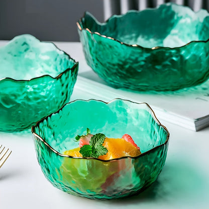 GlasLuxe - Goudgerande Glazen Kom Saladekom Set