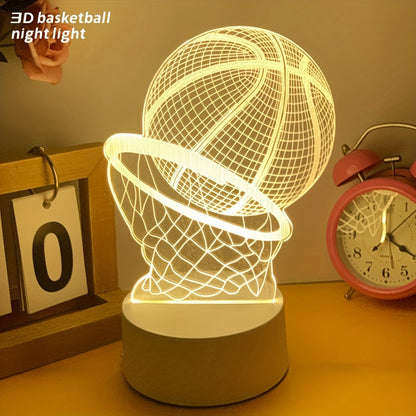 Illusie-Lamp - 3D Basketbal USB Tafellamp met LED Decoratieverlichting