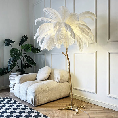 Nordic Struisvogel Veren Vloerlamp – Luxe en Uniek Design