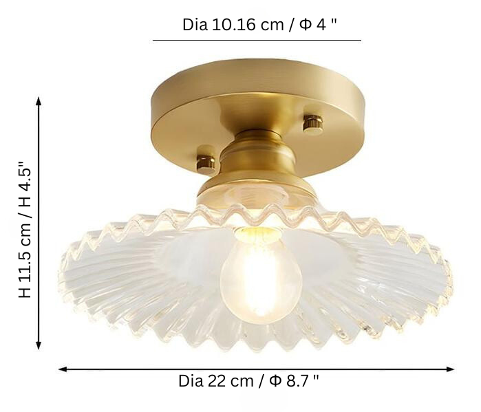 VintageGlass Aura - Geribbelde Retro Glazen Plafondlamp voor Klassieke en Moderne Interieurs