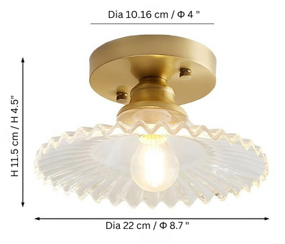 VintageGlass Aura - Geribbelde Retro Glazen Plafondlamp voor Klassieke en Moderne Interieurs