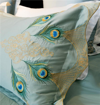 Peacock Rue - Teal Dekbedovertrekset van Egyptisch Katoen | Luxe, Ademend, Duurzaam