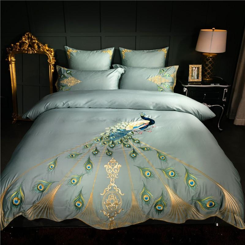 Peacock Rue - Teal Dekbedovertrekset van Egyptisch Katoen | Luxe, Ademend, Duurzaam