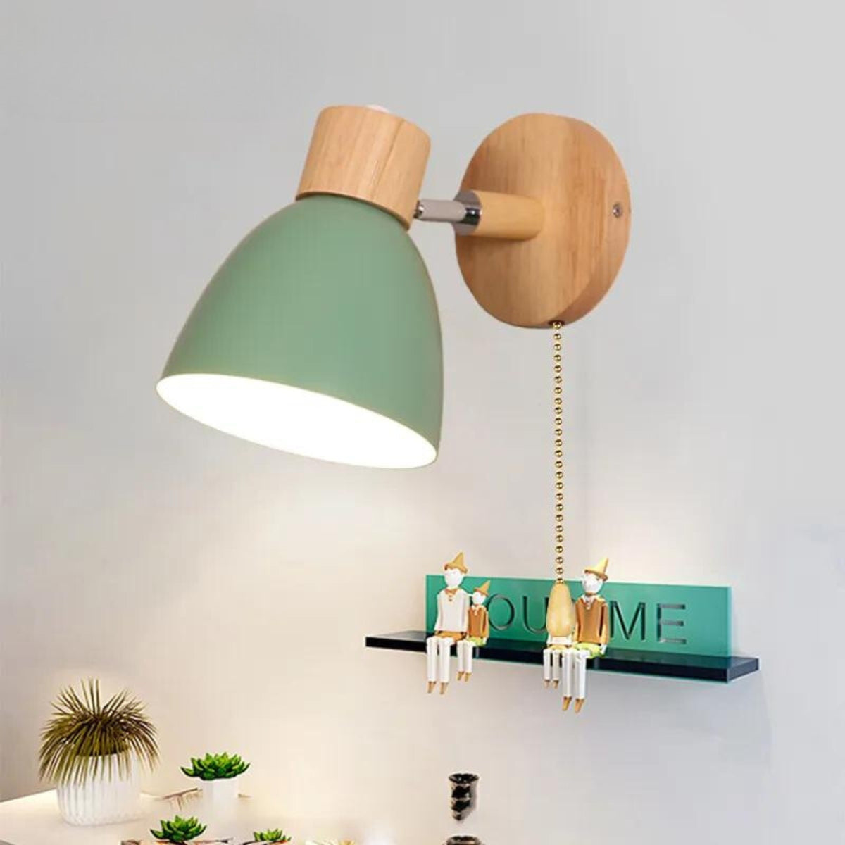 AuraWood - Stijlvolle Macaron Houten Wandlamp