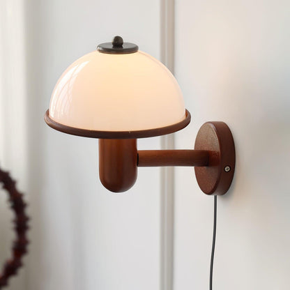 CapLuxe - Rustieke Houten Paddestoel Wandlamp