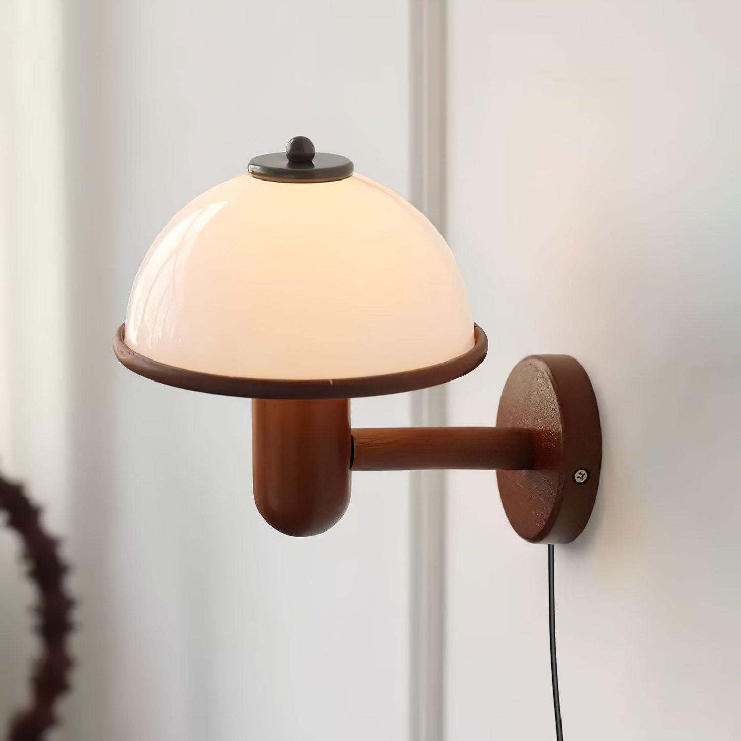 CapLuxe - Rustieke Houten Paddestoel Wandlamp