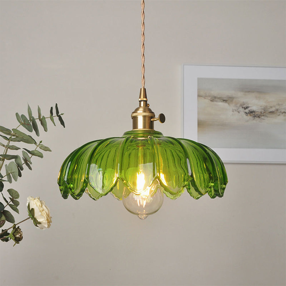 Floriana – Vintage Glazen Hanglamp in Bloemvorm