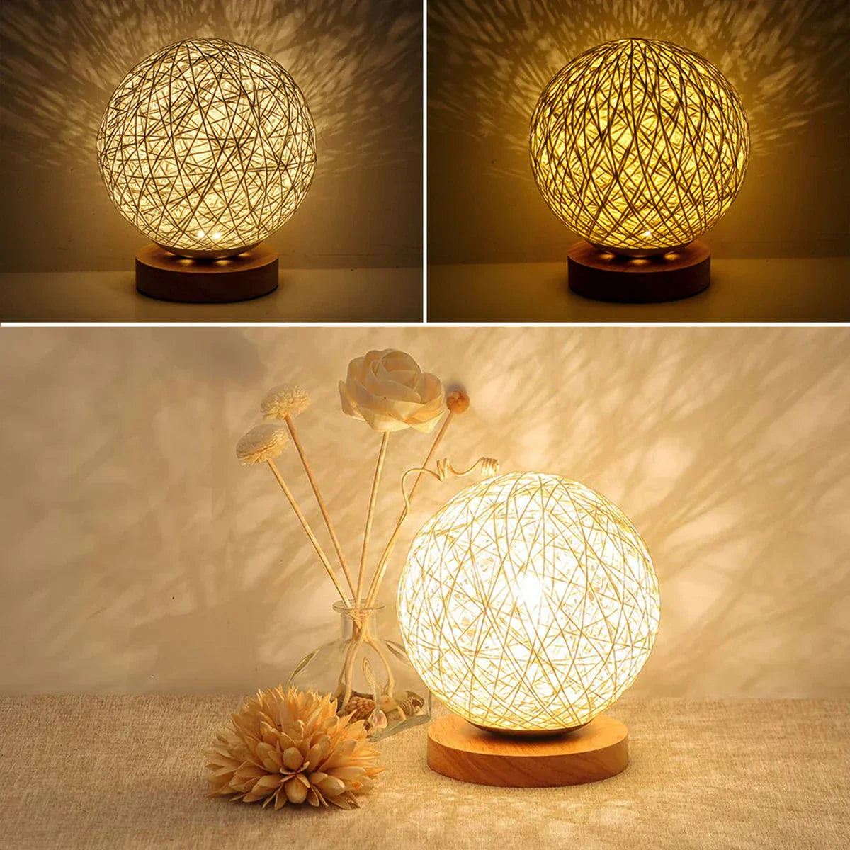 GlowNest - Rotan Bal Tafellamp voor Sfeerverlichting