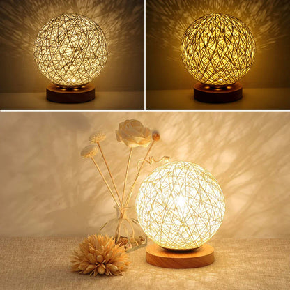 GlowNest - Rotan Bal Tafellamp voor Sfeerverlichting