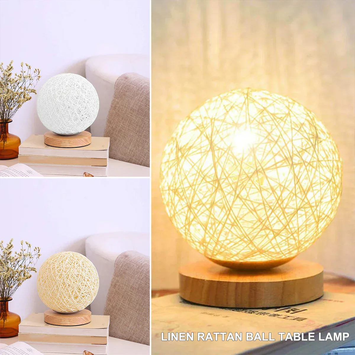 GlowNest - Rotan Bal Tafellamp voor Sfeerverlichting