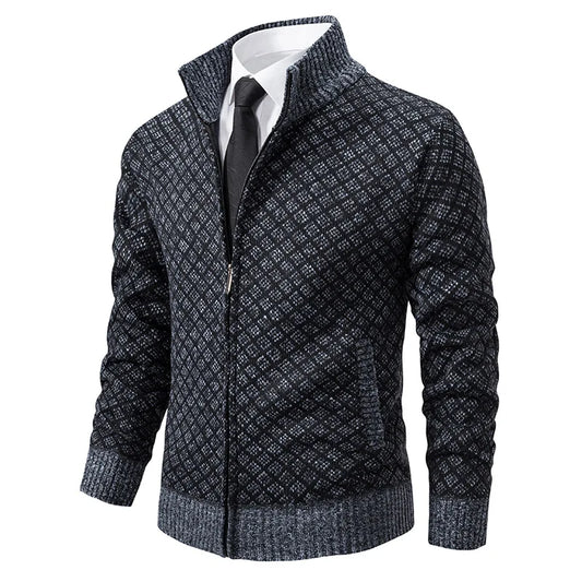 Lars - Heren Casual Cardigan Sweater | Stand-Kraag Fleece Truien