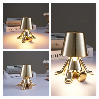 GoldMini - Nordic Chrome Kleine Gouden Man Tafellamp | Creatieve Nachtlamp