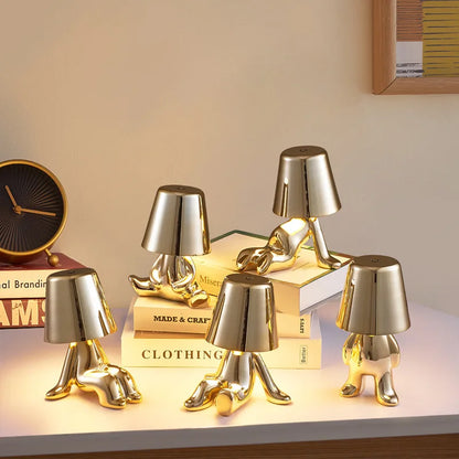 GoldMini - Nordic Chrome Kleine Gouden Man Tafellamp | Creatieve Nachtlamp