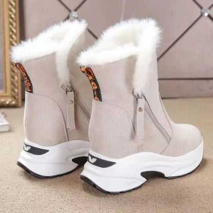 Luna - Dames Wedge Suède Snowboots | Warme Pluche Slip-on Platform Booties