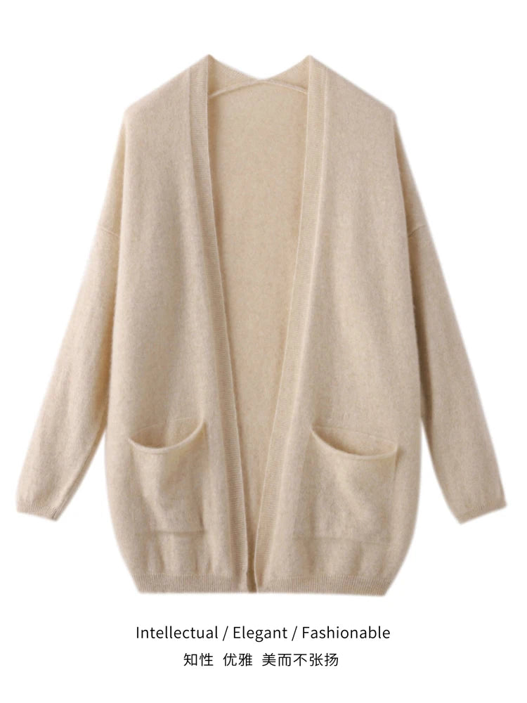 Mila - Dames Wol Cardigan | 100% Merino Wol Cashmere Trui voor Herfst/Winter