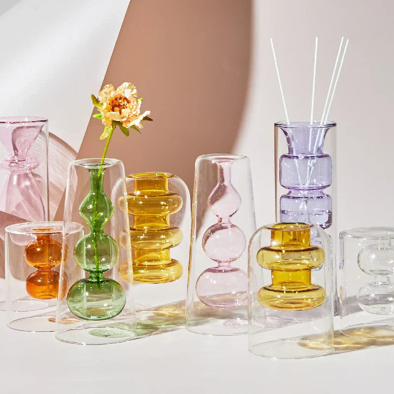 GlassBloom - Kleurrijke Scandinavische Artistieke Glazen Vaas