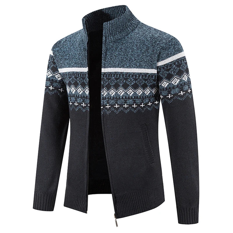 Hugo - Heren Winter Gebreide Cardigan | Dikke Warme Ritsjas