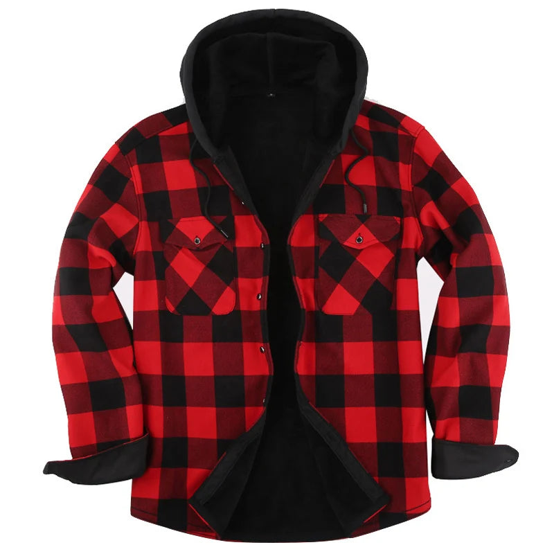 Hugo - Herfst en Winter Flanel Overhemd | Comfortabele Geruite Shirt met Capuchon