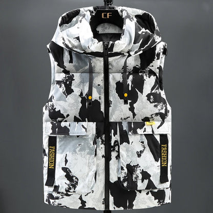 Axel - Heren Mouwloze Jas | Camouflage Gewatteerde Vest met Hooded Design