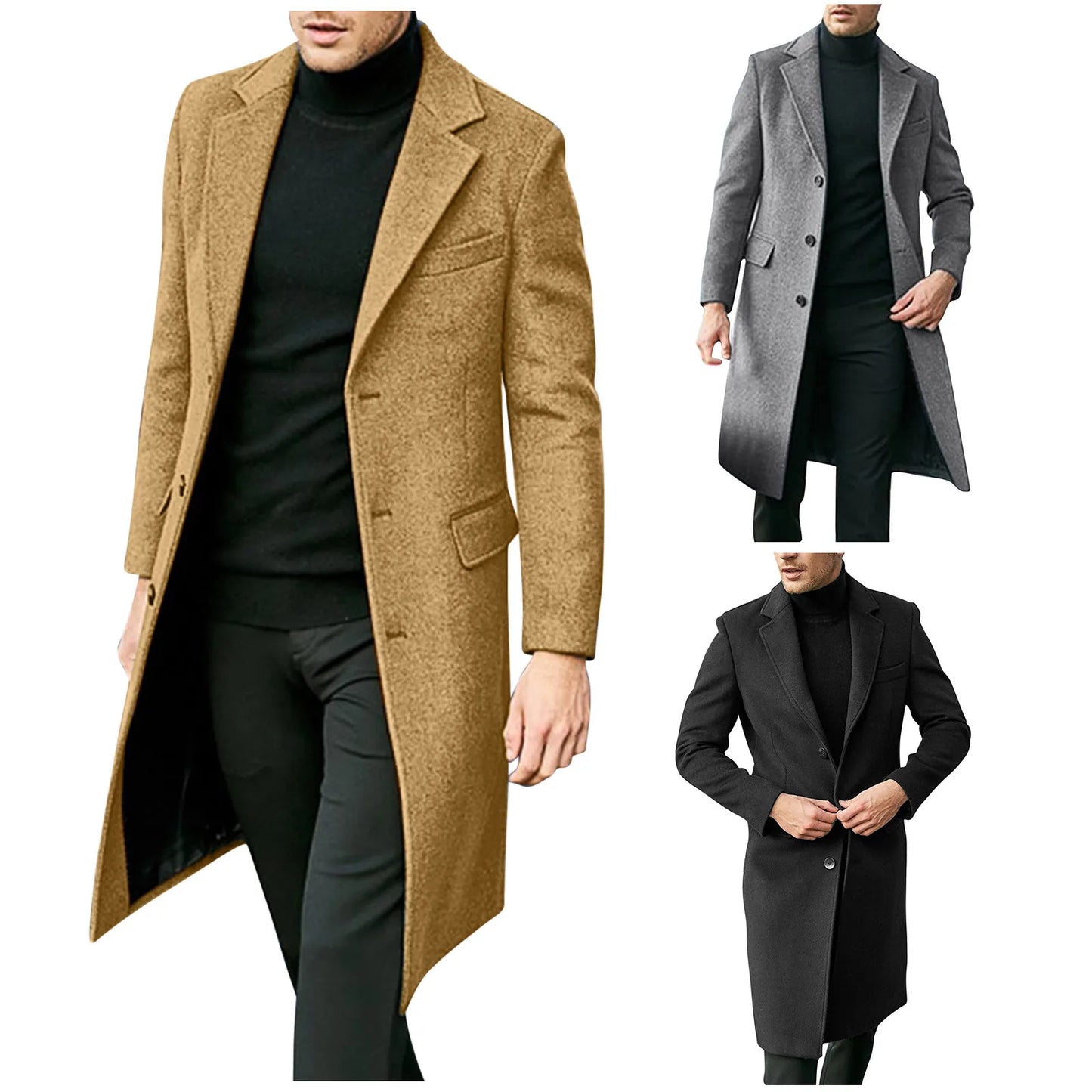 Bram - Heren Herfst/Winter Lange Trenchcoat | Winddichte Woljas met Elegant Brits Design