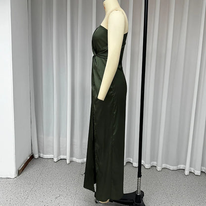 Ellafads - Zomer Maxi Jurk voor Dames | Solid One Shoulder met Cut Out en Slit