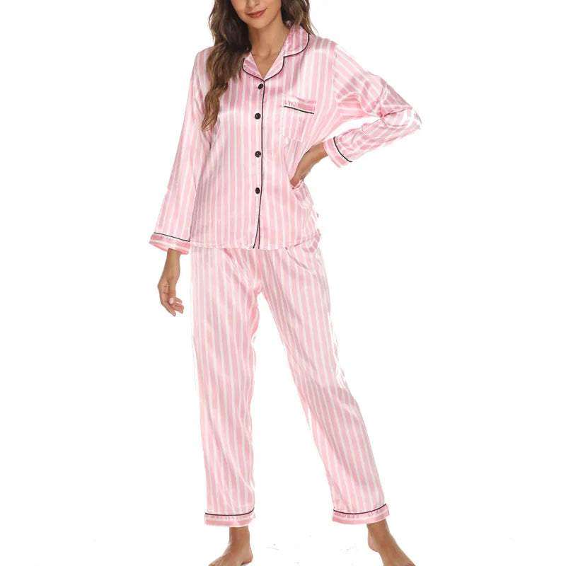 Sophie - Luxe Dames Pyjama & Loungewear Set | Gestreepte Cardigan met Lange Mouwen en Broek voor Comfort en Stijl