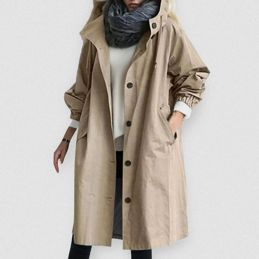 Freya - Dames Mode Trenchcoat | Casual Hooded Winddichte Overcoat voor Lente en Herfst