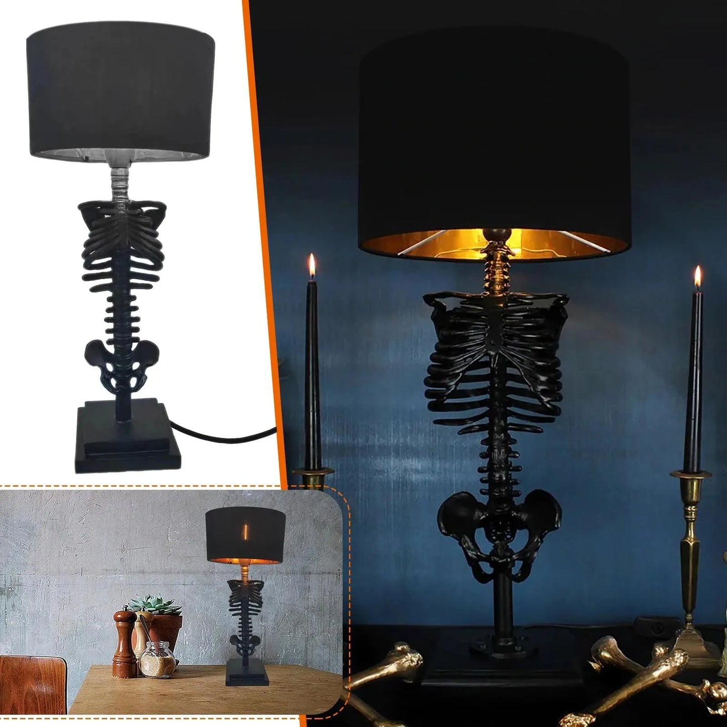 GothicGlow - Skelet Tafellamp met Duistere Elegant Design