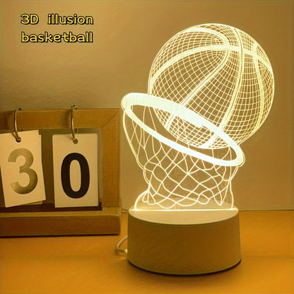 Illusie-Lamp - 3D Basketbal USB Tafellamp met LED Decoratieverlichting