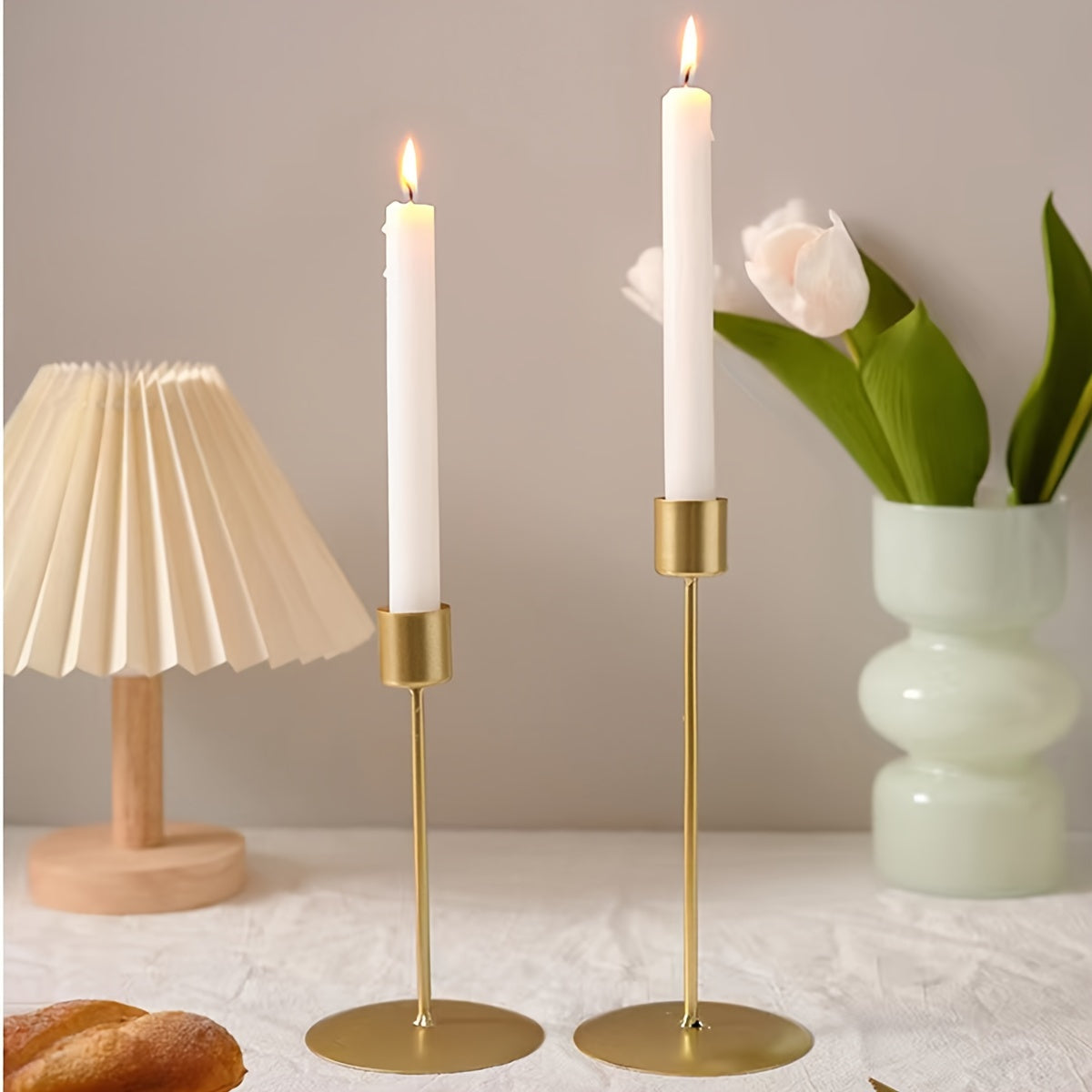 LuxeFlicker - Set van 2 Metalen Kaarshouders