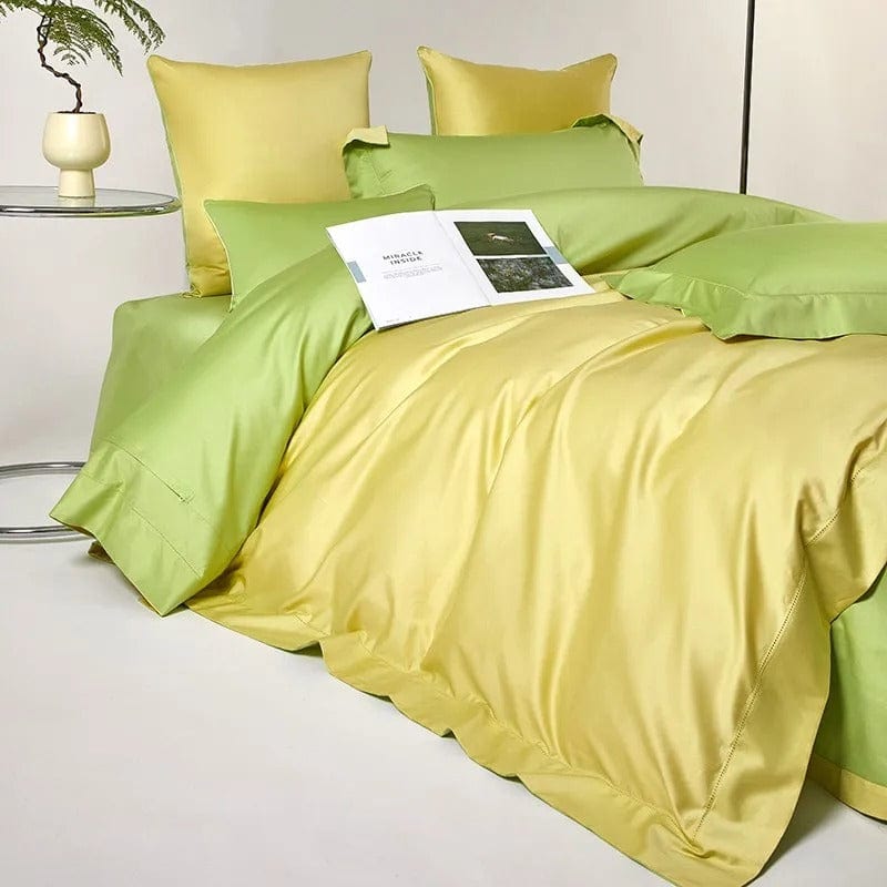 Droomgeel Groene Dekbedovertrekset - Luxe Egyptisch Katoen | Comfortabel en Ademend