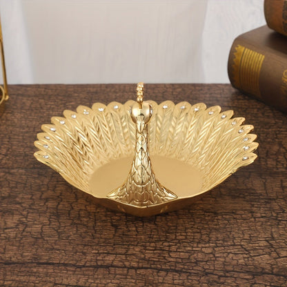 PeacockPlatter - Metalen Pauwvormig Dienblad voor Snacks & Woonkamer Decor