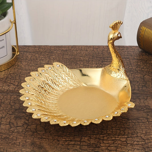 PeacockPlatter - Metalen Pauwvormig Dienblad voor Snacks & Woonkamer Decor