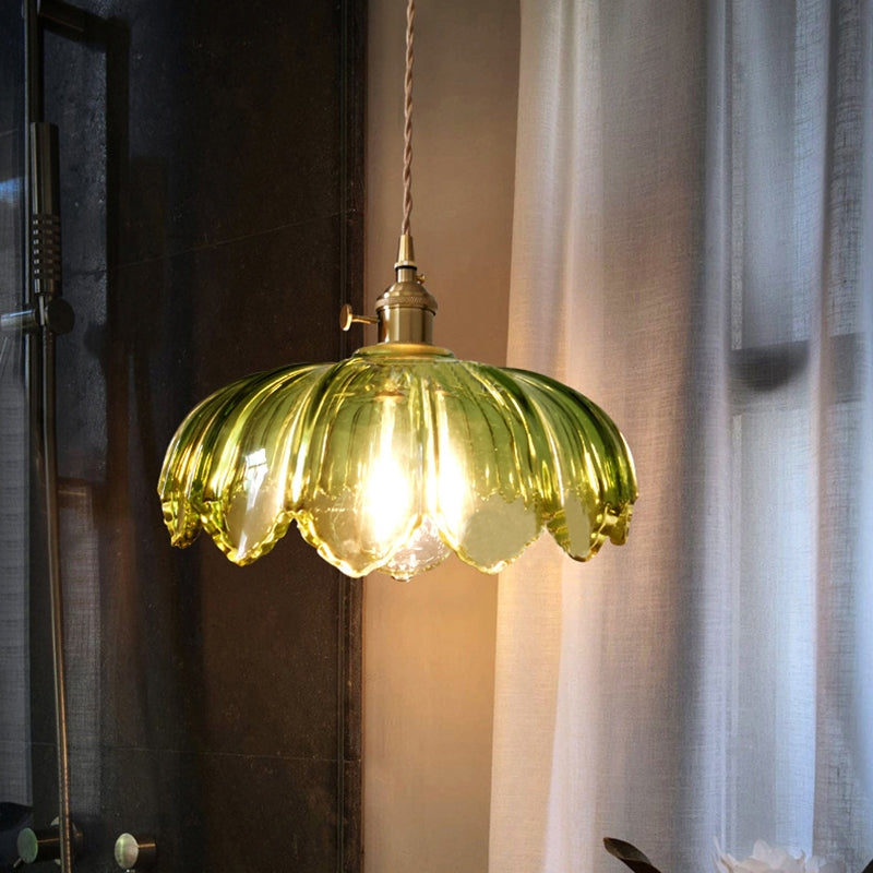 Floriana – Vintage Glazen Hanglamp in Bloemvorm