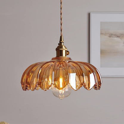 Floriana – Vintage Glazen Hanglamp in Bloemvorm