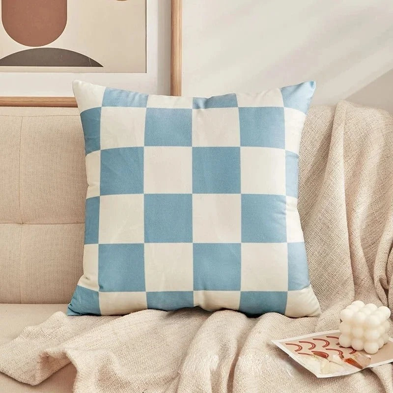 RetroCheck – Luxe Checkerboard Plaid Kussenhoes voor Stijlvolle Retro Decoratie in Elke Ruimte