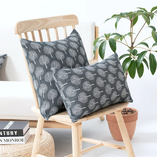 TextileArt – Linnen Kussenhoes met Artistieke Tekstielprint voor Woonkamer en Slaapkamerdecoratie